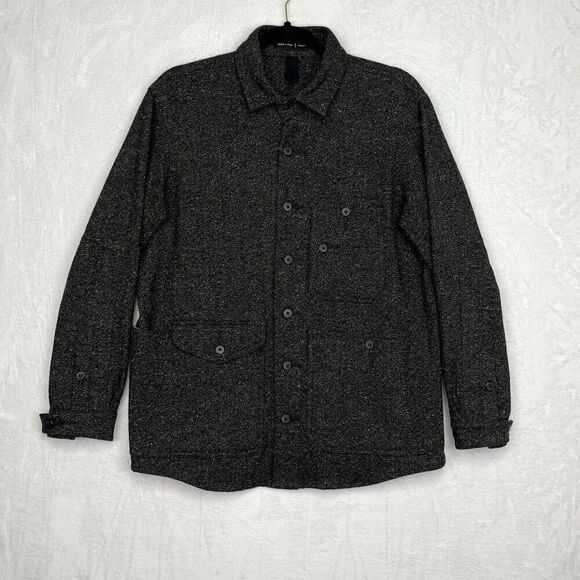 Church & State France May Mens Button Up Shirt Long Sleeve Wool Silk Gray Large - Picture 1 of 16